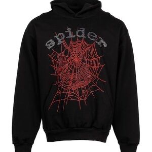 Sp5der hoodie red rhinestones